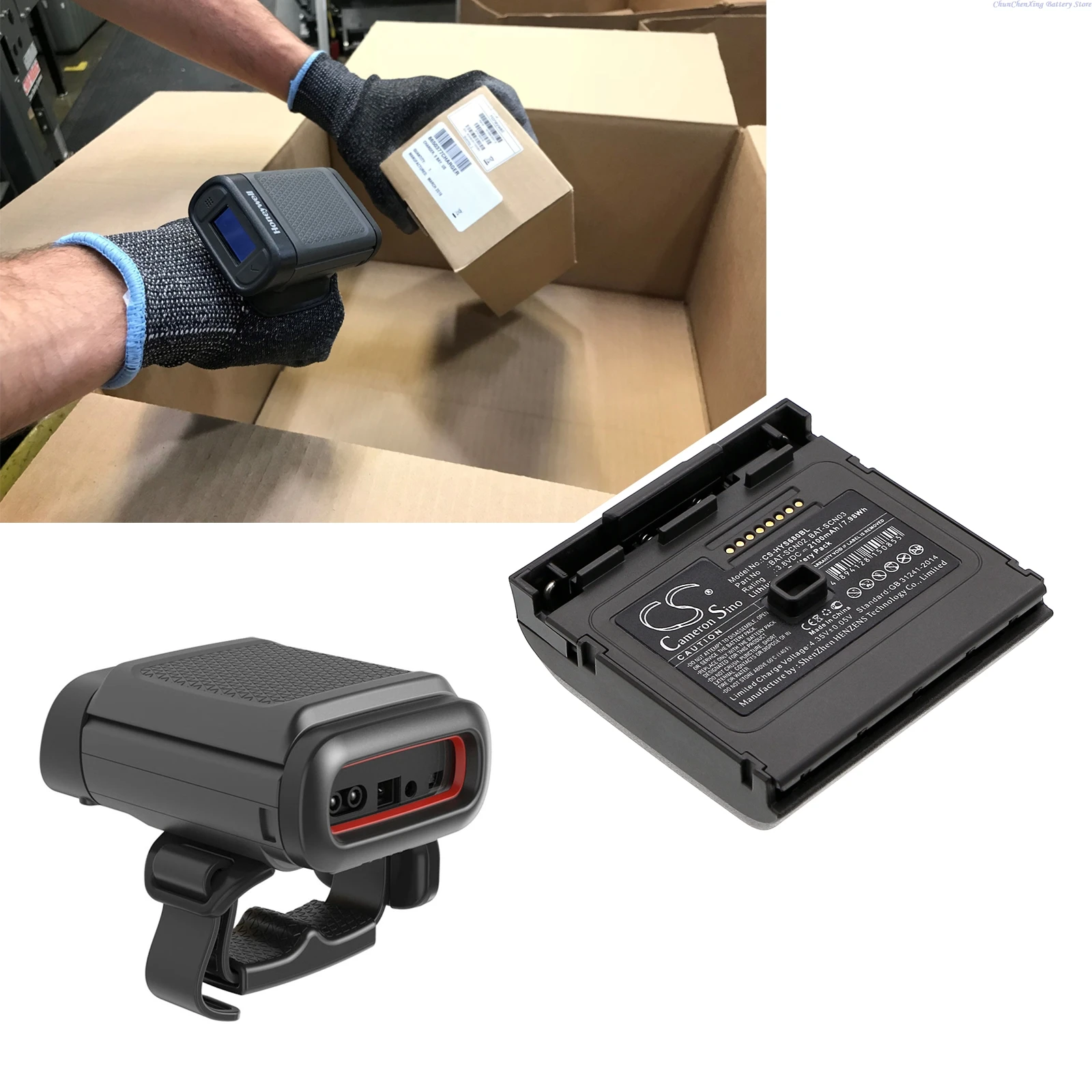 Cameron Sino 3.8V 2100mAh Replacement Barcode Scanner Battery BAT-SCN02 BAT-SCN03 for Honeywell 8680i Smart Wearable Scanner