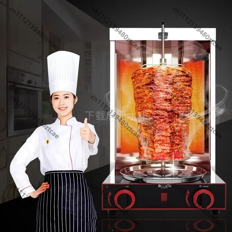 Vertical Kebab Machine with Burner & Grill Professional Barbecue Equipment for Restaurants Shawarma Making