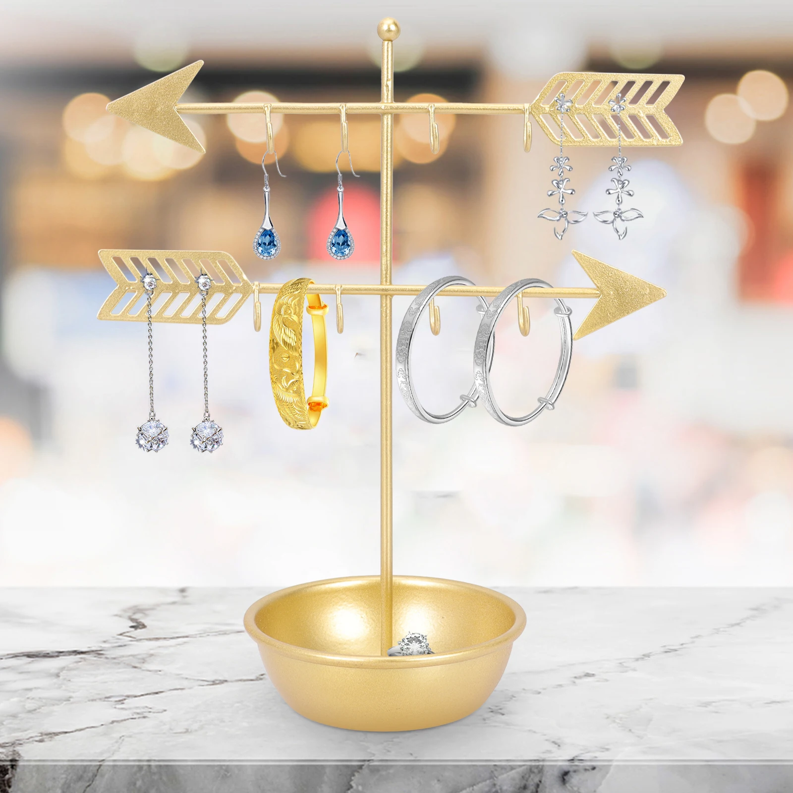 

Earring Stand Jewelry Organizer Holder Container Bracelet Necklace Ring Storage Nordic Style Iron Material Decorative Gift