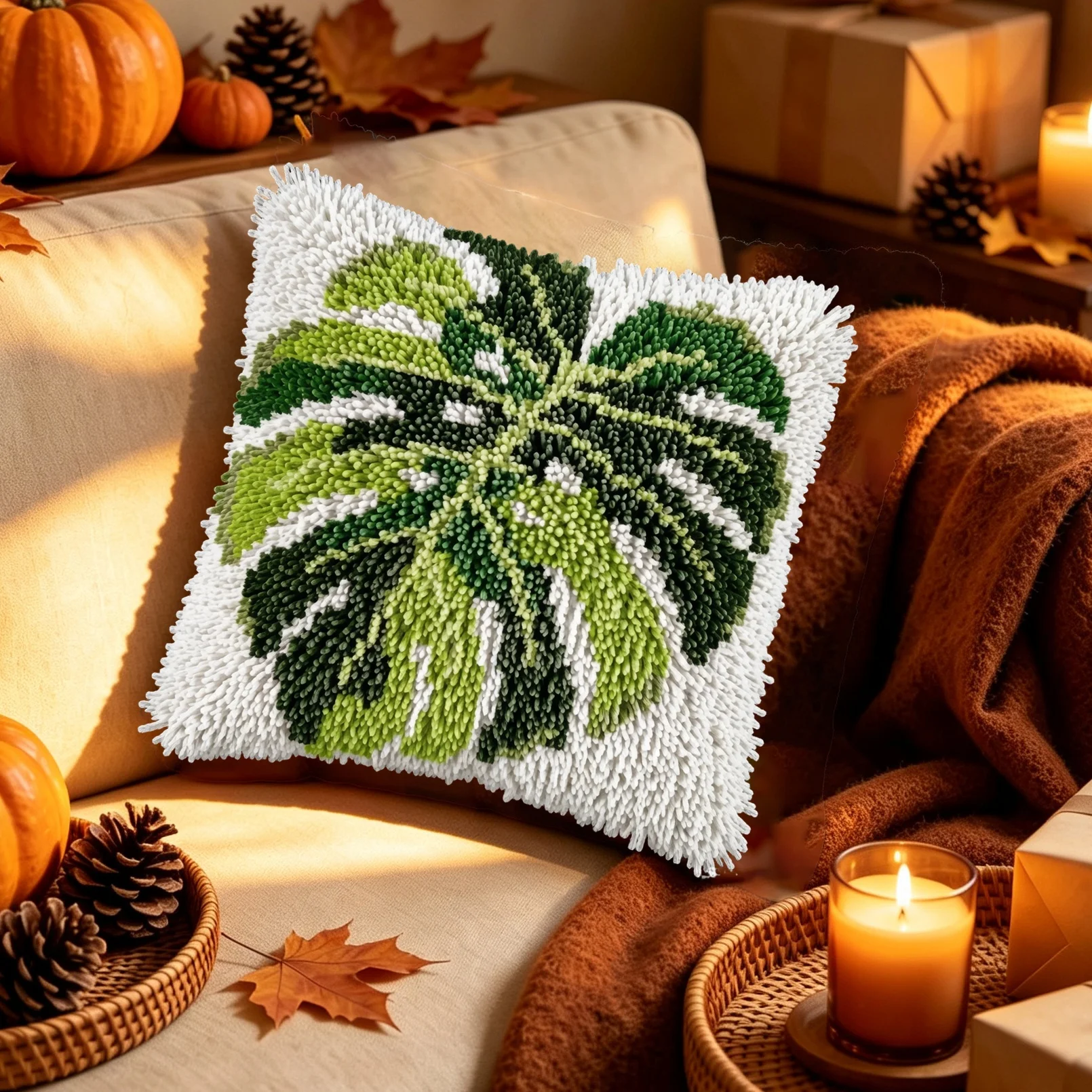 1Pcs Knot Pillow Package Latch Hook Kit Cushion Pillowcase Set For Needlework Latch Hook Kits DIY Beginner-friendly Embroidery