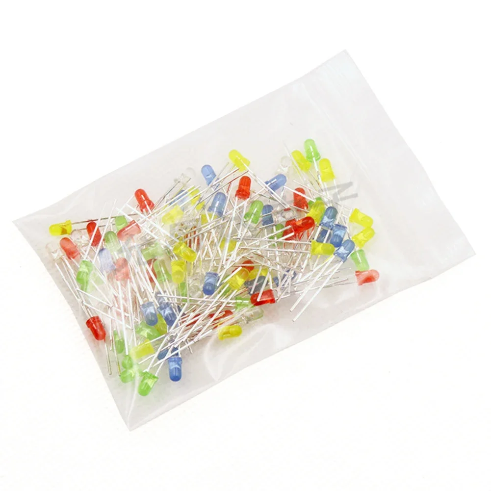 100PCS 3mm Light Emitting Diode LED ลูกปัดสีเขียวสดใสสีเหลืองสีฟ้าสีขาวสีแดง LED โคมไฟลูกปัด Light Emitting Diode หลอดไฟ LED เครื่องมือ