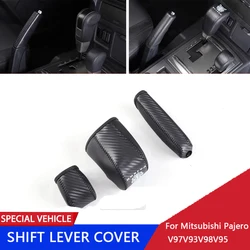 For Mitsubishi Pajero V97/V93/V98/V95 Shift Knob Head Cover Handbrake Sleeve Gear Decoration Accessories Hand Sewing Holster