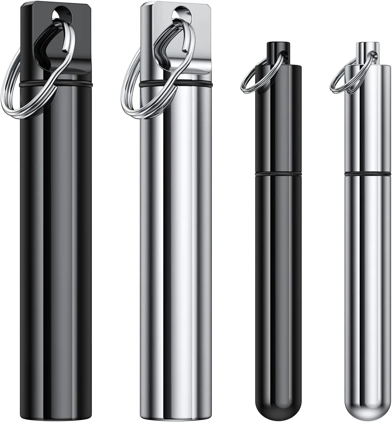 

4 Pack Aluminum Toothpick Holder Keychain Portable Travel Case for Outdoor Picnic Camping, Waterproof Small Container for Toothpicks Cotton Swabs