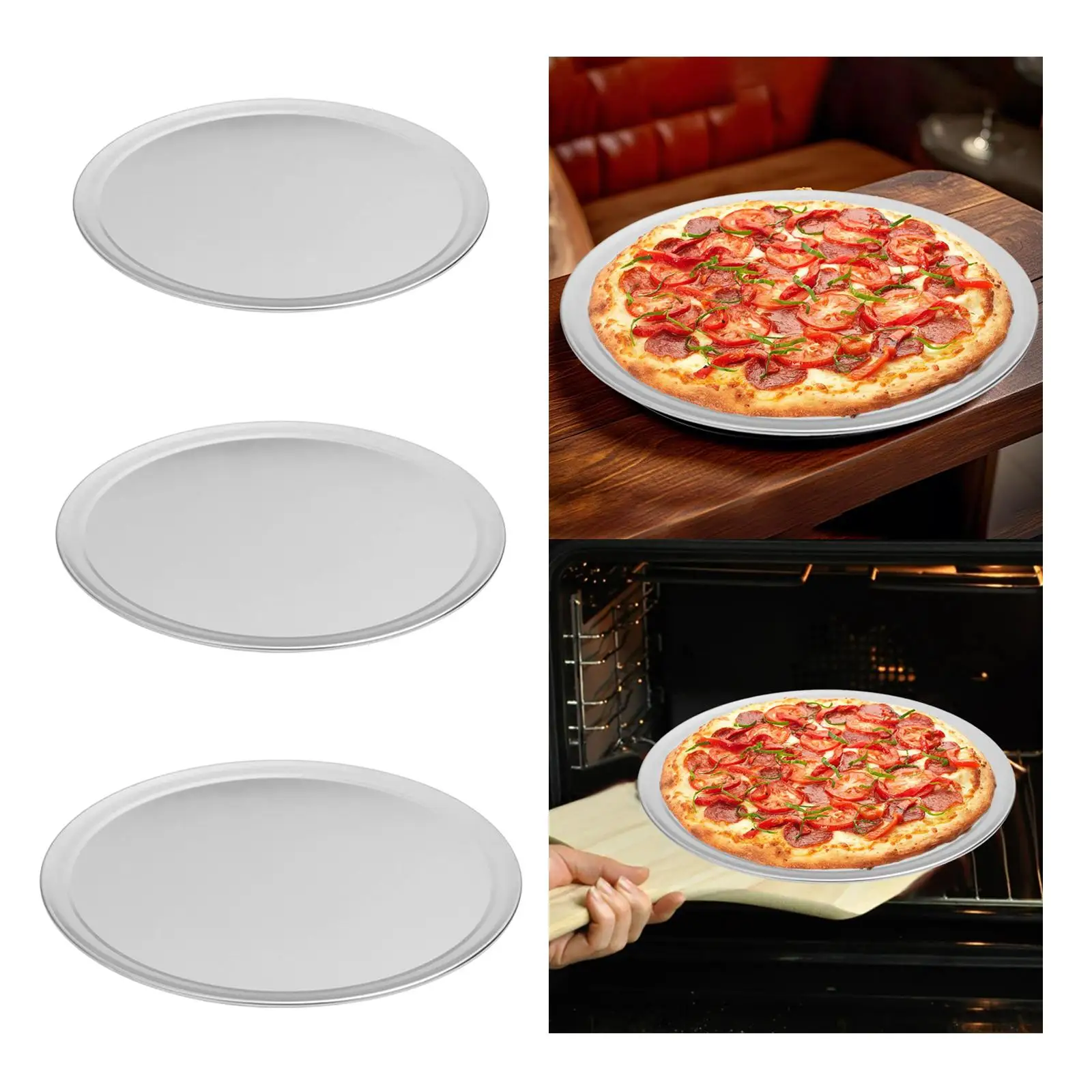 

Pizza Baking Pan Baking Sheet Dishwasher Safe Sturdy Aluminum Alloy Nonstick Round Pizza Tray for Oven Use Home Party Kitchen