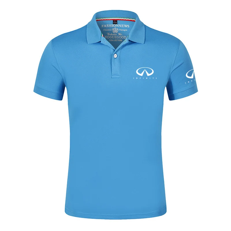 2024 New Infiniti Cotton Polo Shirts Comfortable Casual Solid Color Slim Fit Mens Printing Summer Fashion Brand Tops Clothing