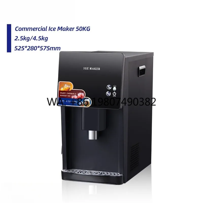 Stainless Steel 2-in-1 Commercial Unit, Automatic Nugget Ice Maker with Cold Water Dispenser, High Efficiency Kitchen Equipment