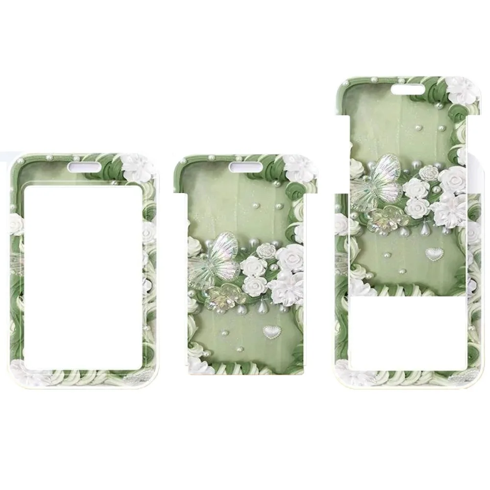 Card Protectors Vintage Flower Card Case Butterfly Flower Flowe Bus Card Cover Case Plastic Blue Romantic Butterfly Card Holder