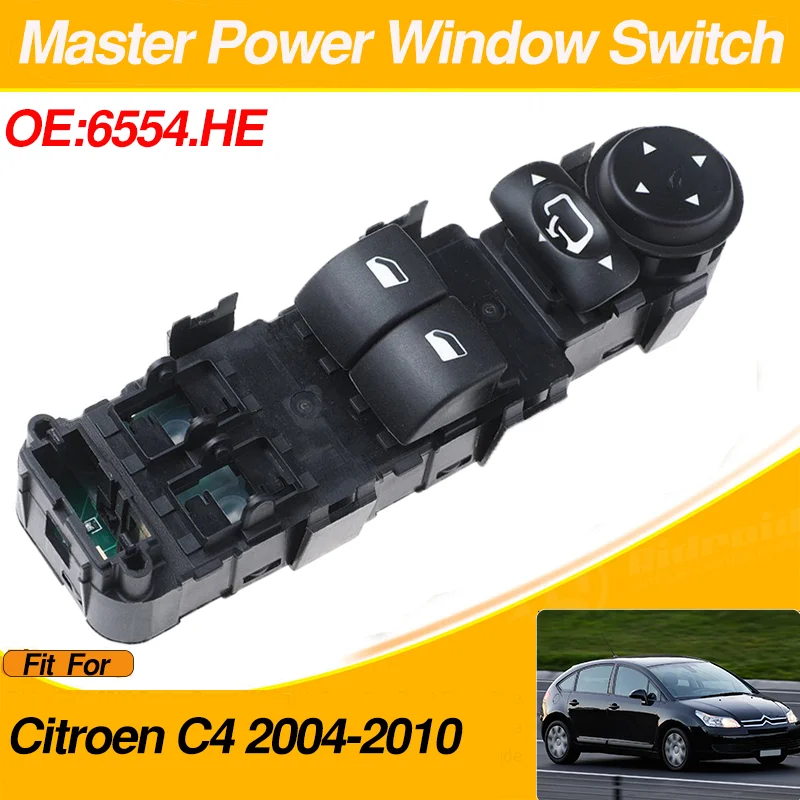 

6554.HE 9651464277 Auto Electric Power Window Master Lift Control Switch Button For Peugeot For Citroen C4 2004-2010