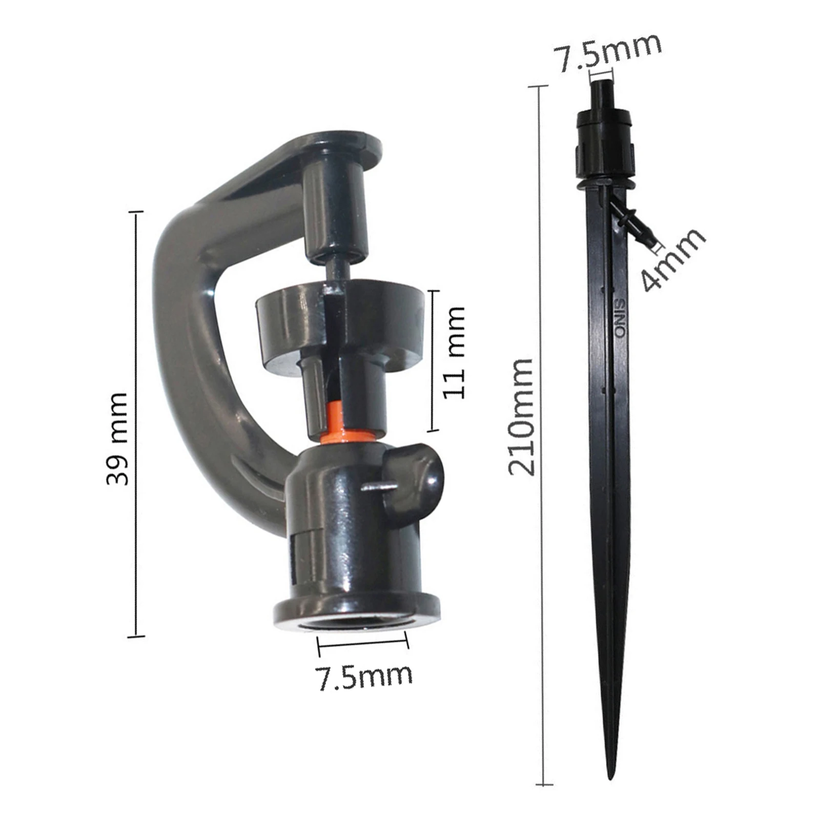 Garden 360 Degree Rotating Refraction Dripper Nozzle Sprinkler Adjustable Flow 1/4'' Barb Holder Irrigation Watering Misting Kit