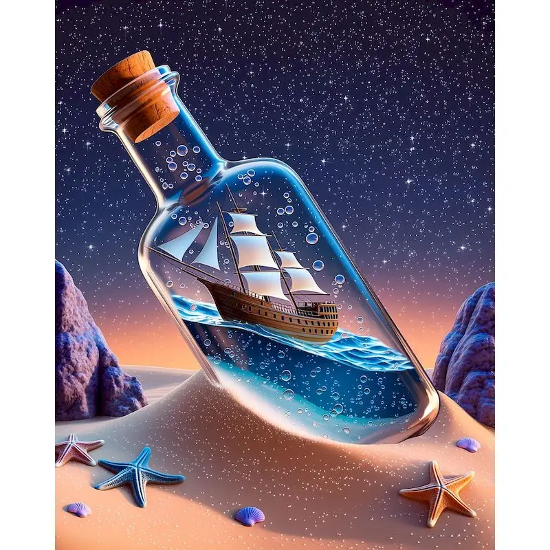 GATYZTORY Drift Bottle Diamond Painting Handmade Diamond Painting Kits For Beginners Full Round/Square Craft Supplies Home Decor