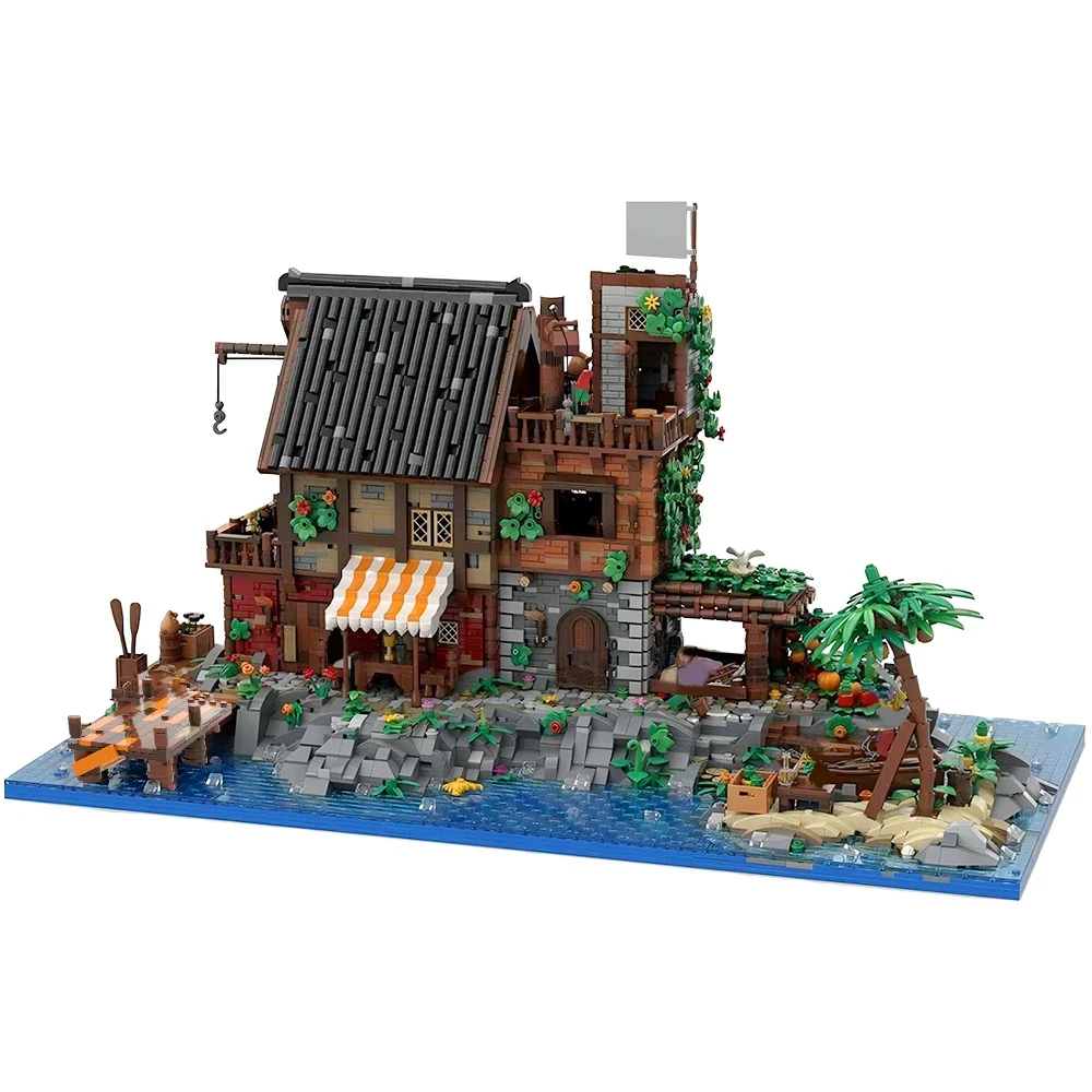 BuildMoc Imperial Fortress Eldorados Pirate Van Dykes Island Building Blocks 21322 Barracudas Bay Empire Soldiers Children Gifts