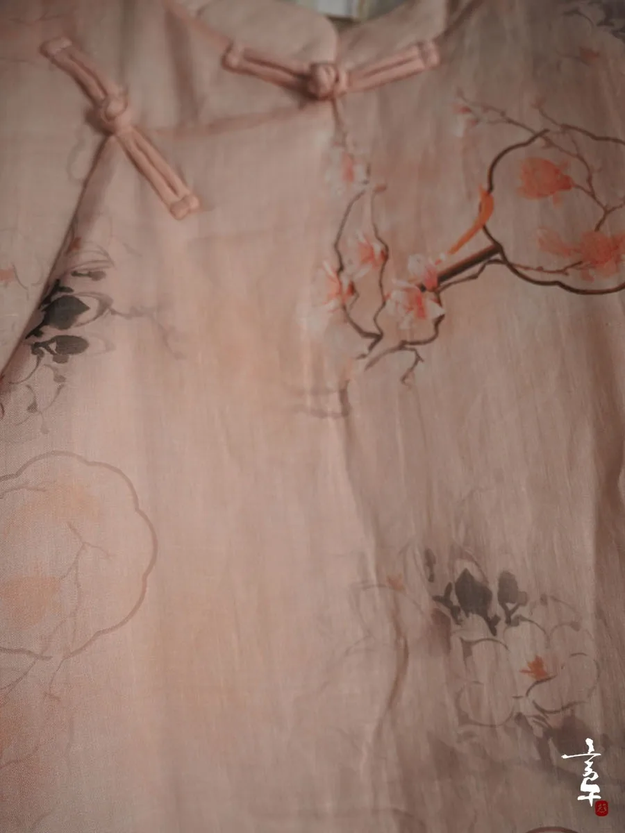 Retro Floral Print Cotton Linen  Sle Long Dr Women's Warm Underlay Cotton Dr Elely Patterned Winter Dr