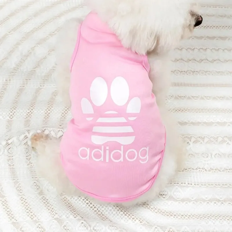 1pc verão poliéster cães roupas de estimação cães adidog colete fino buldogue francês filhote de cachorro para pequeno médio roupas para cães chihuahua traje