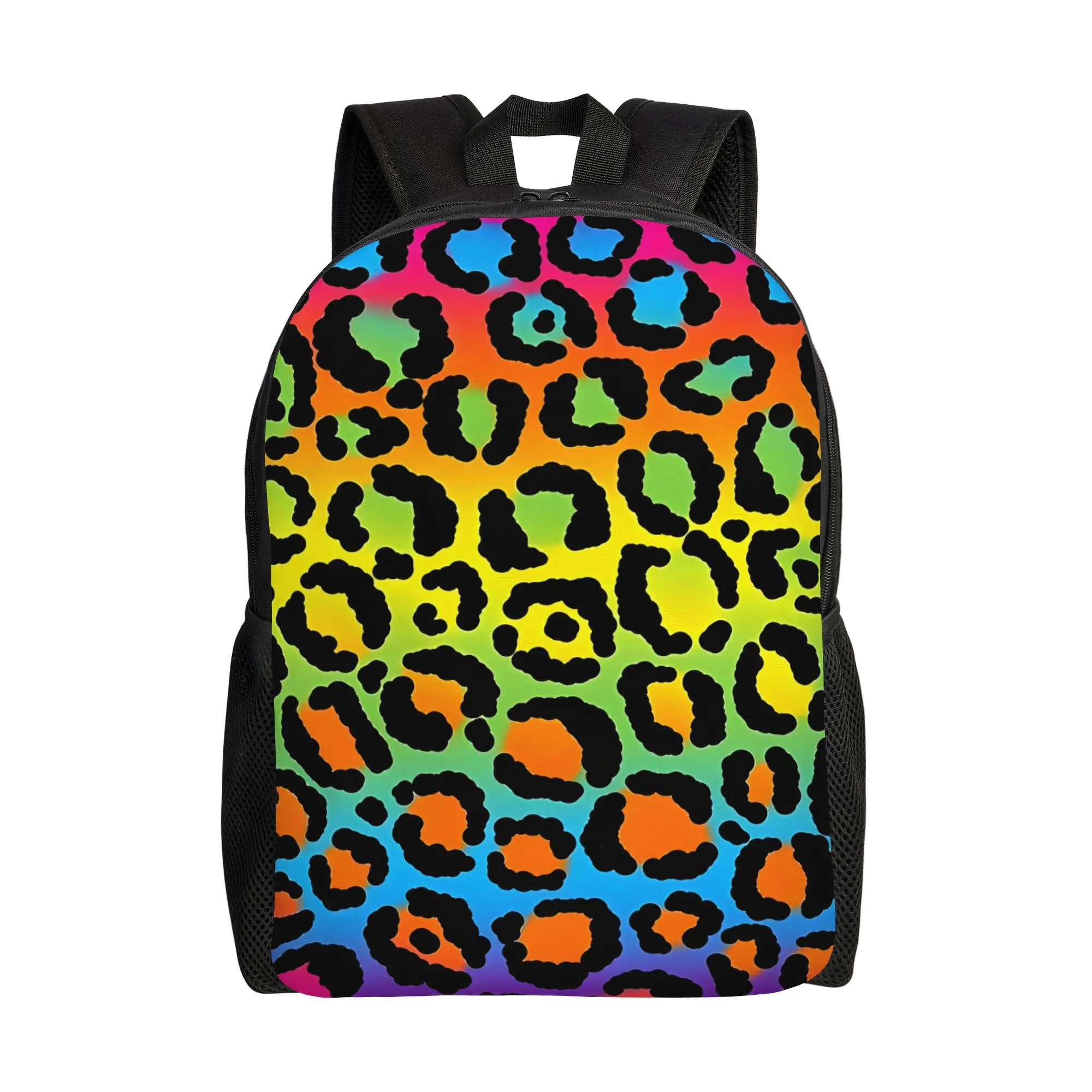 Back to school season 1997 Neon Rainbow Leopard Print Knapsack Leopard Print Teenager Personalised Backpack