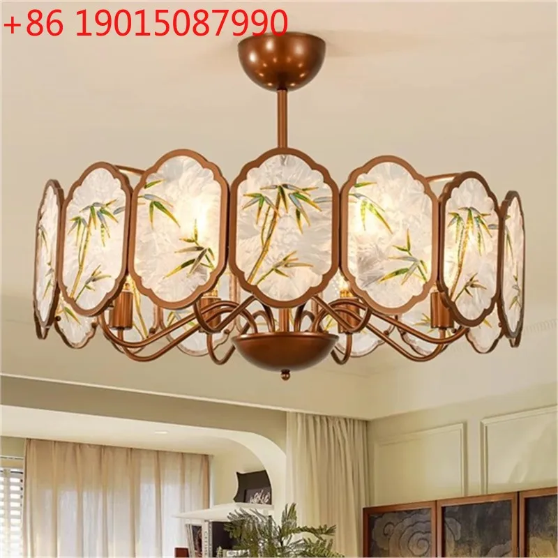

Medieval living room French retro main light enamel color new Chinese bedroom dining light