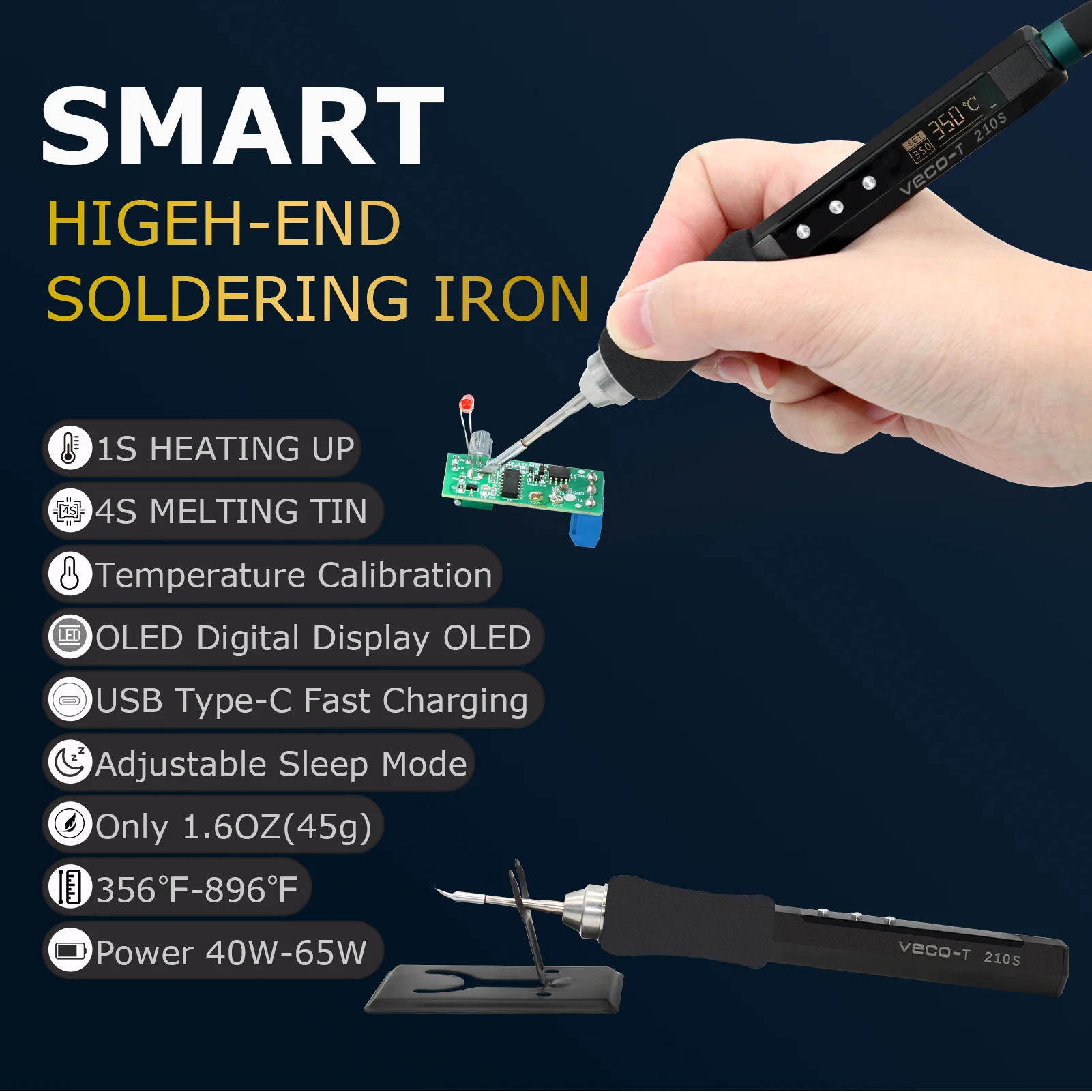 Station de soudage portable avec pointe de fer à souder, équipement de soudage pour l\'électronique, outils de réparation, chaleur, 210S