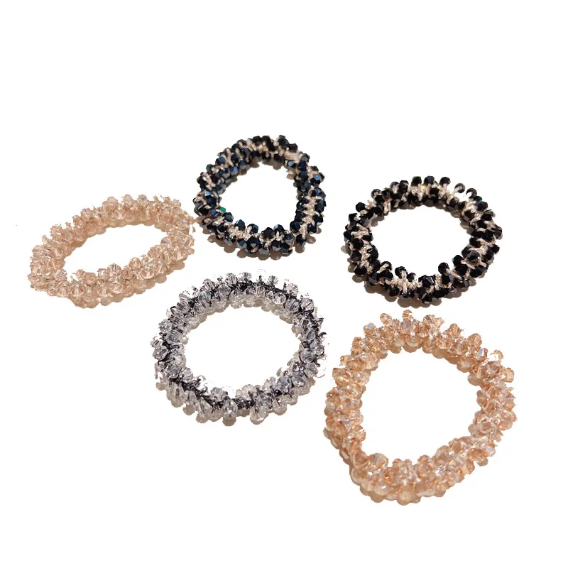 Fashion Hair Ties with Beads and Gems for Women, Elastic Hairbands for Ponytail