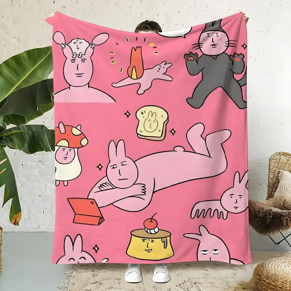 

Cartoon M-My friend rabbit Throw Flannel Throw Blanket,Bed Home Office Nap Blanket Travel,Camping,Picnic Blanket Soft Decor