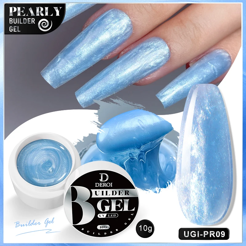 Deroi Uv Shimmer Poly Nail Gel Gel Nagellak Voor Manicure Builder Nagellak Zelfnivellerende Gel Versterker Voor Extensie 10G