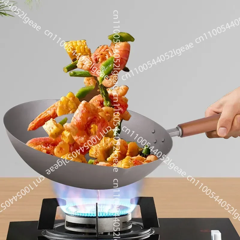Ultra-light Titanium Wok, Fluoride-free Pure Non-stick Wok, Flat-bottom