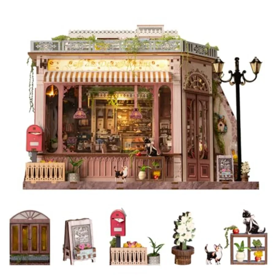 

Book Nook Kit - DIY Miniature House Diorama Dollhouse 3D Wooden Puzzle Bookshelf Decor in Cafe des Deux Moulins Theme for Adult