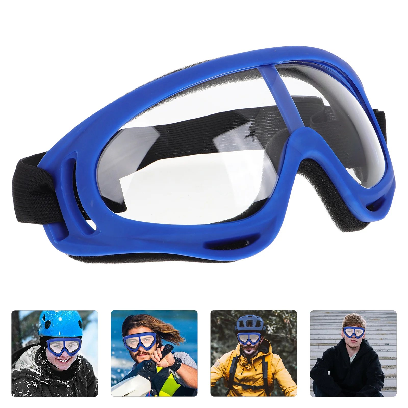 

1 Pair Outdoor Sports Goggles High Definition Anti-Fog Lens For Skiing Snowboarding Cycling Riding Adjustable Strap Tpu Pc Frame