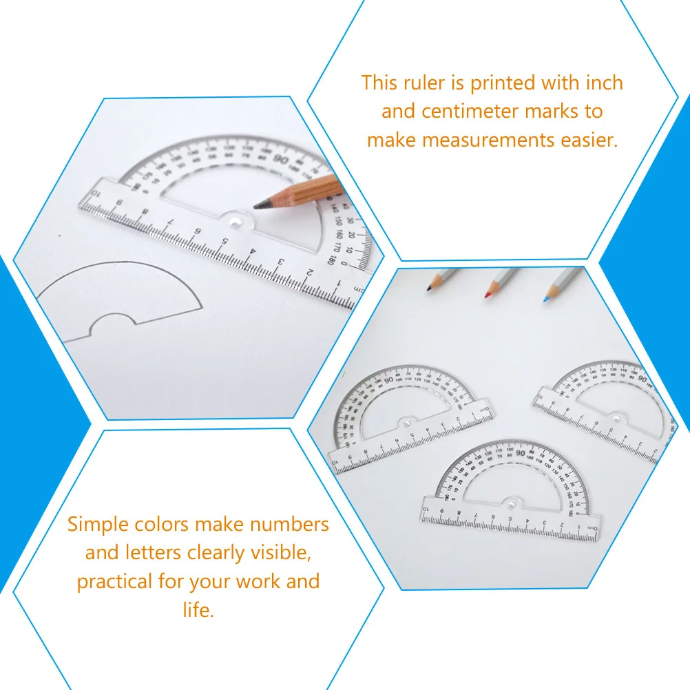 30Pcs Clear Plastic Protractors 0-180 Degree Geometry Rulers Measuring Tools for Students Architects Engineers