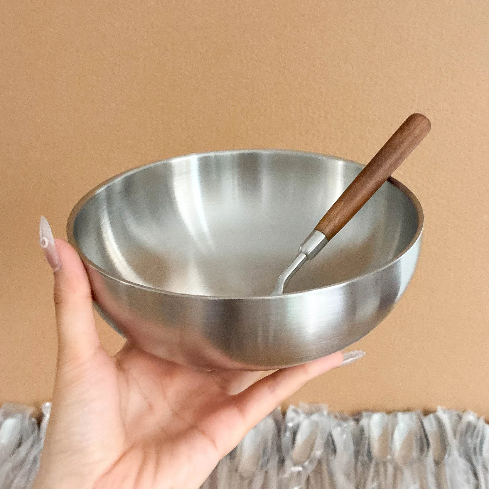 

Large Size Stainl Steel 304 Food ade Double Layer Anti-Scalding Soup Bowl Home Dining Utensils Big Flat Bowl