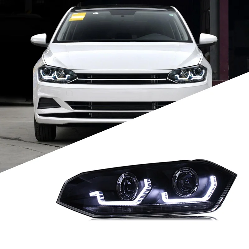 Car LED Headlight Light Assemblies For Volkswagen Polo Plus 2019-2023 Auto Fog DRL Brake Turn Signal Lamp Plug and Play