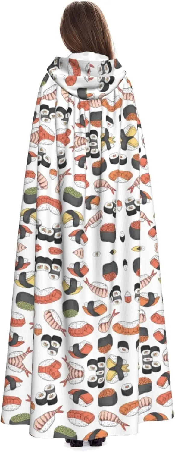Capa con capucha para adulto con estampado de Sushi, capa para Festival de Carnaval, bata de Cosplay, disfraz de fiesta, Carnaval gótico