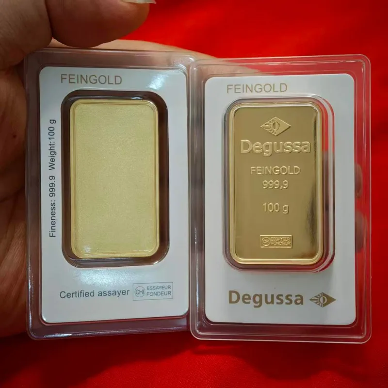 Oferta Imperdível: Barras de Latão Alemão Degussa Gold Bar 20g/50g/100g, Não Magnéticas, Banhadas a Ouro 24K para Artesanato