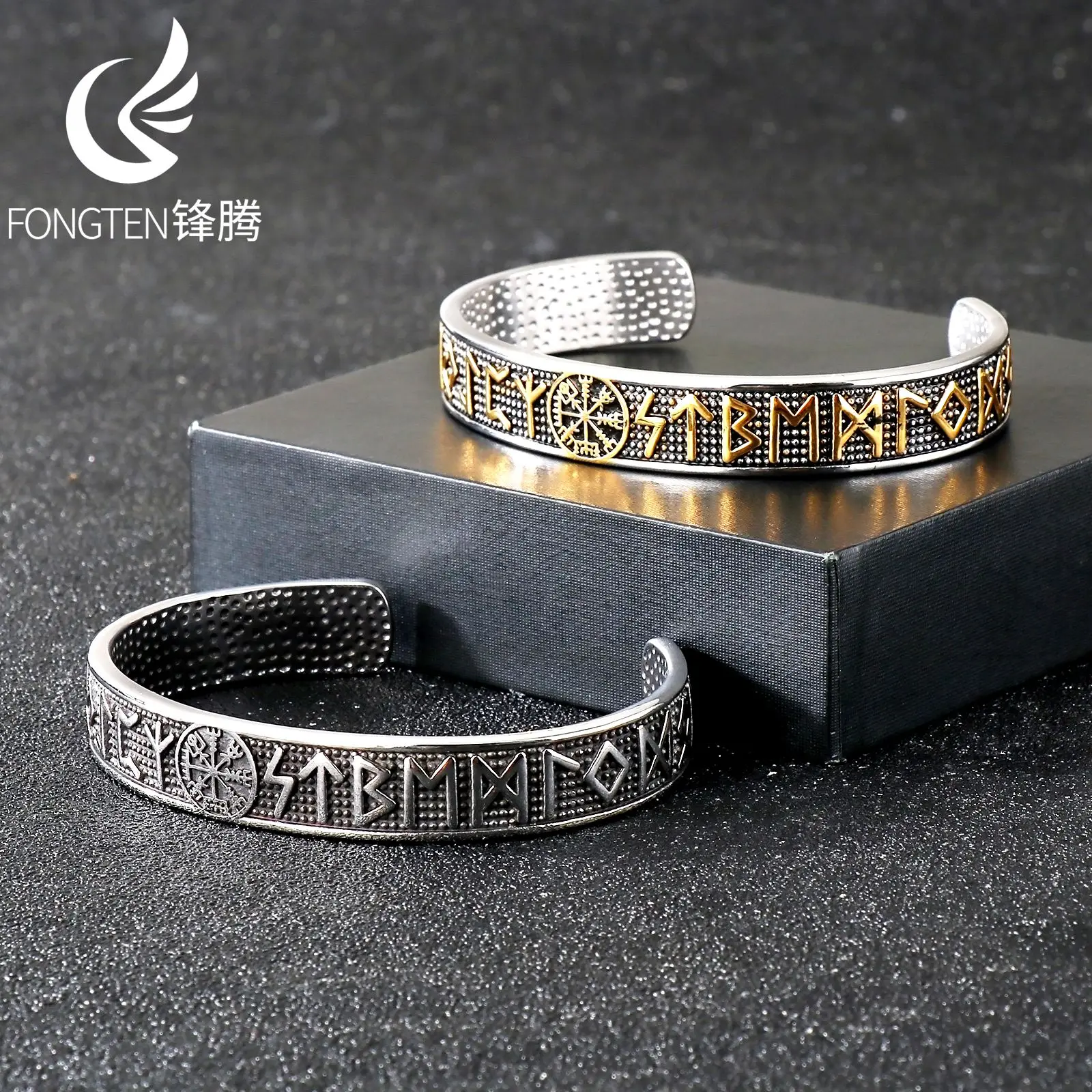 

Fongten древний символ мужской браслет из нержавеющей стали снежинка логотип уличный рэп аксессуары модные украшения модные подарки