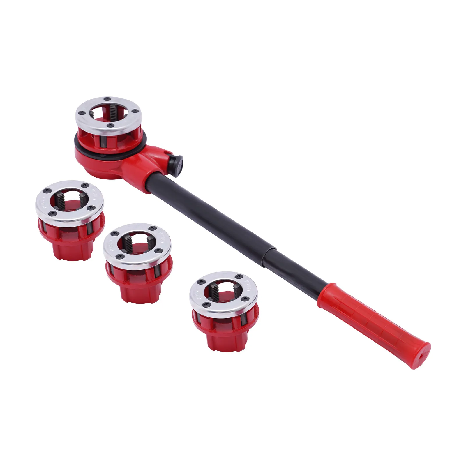 طقم خيوط الأنابيب 1/2 "/15 مللي متر ، 3/4"/20 مللي متر ، 1 "/25 مللي متر ، 1-1/4"/32 مللي متر BSPT سباك مجموعة يموت مجموعة الأحمر