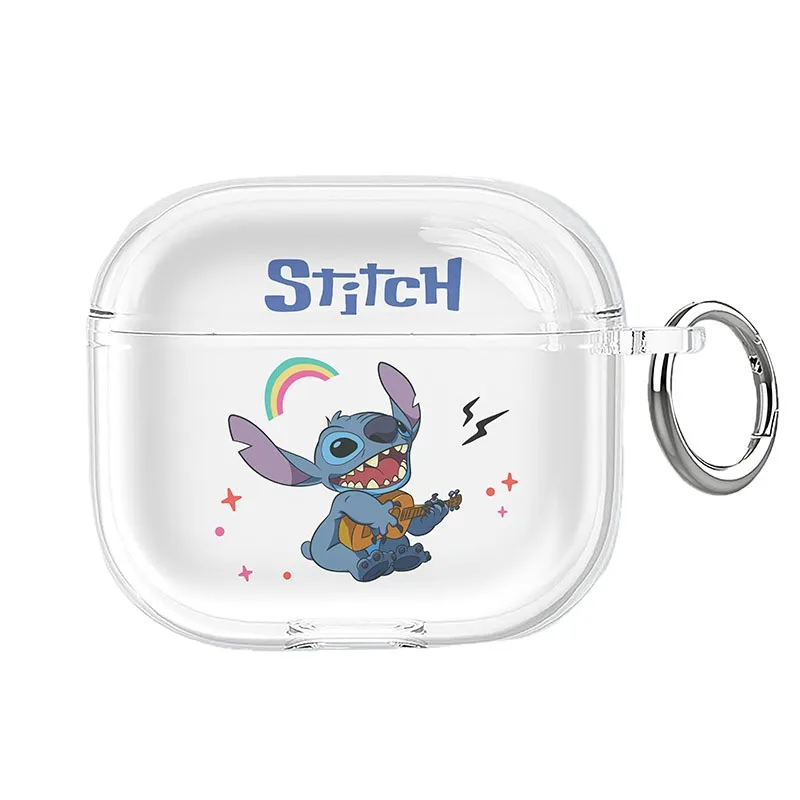 투명 스티치 에어팟 4 헤드폰 커버, 에어팟 프로2 프로 3 2 1용 만화 캐릭터 이어폰 케이스, 후크 포함 보호 커버