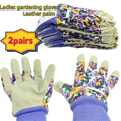 Medium Size - 2 Pairs Genuine  Gardening Thorn Proof Ladies Leather Gloves  Light Duty Working Gloves, Gardening Gifts for Women