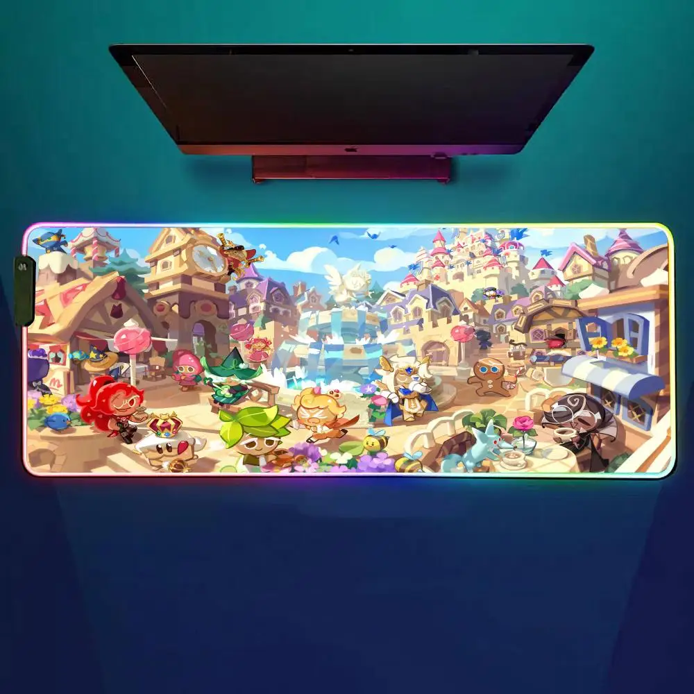 

Коврик для мыши Game Cookie-Run Kingdom RGB игровой коврик для мыши настольный коврик HD Gamer большой светодиодный светильник XXL коврики для мыши