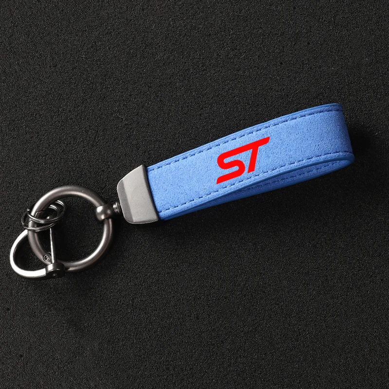 Car Suede Keychain Sport Car Key Ring Custom Gift With ST Logo For ST Logo Ford FOCUS Mondeo Fiesta Kuga MK2 MK3 Car