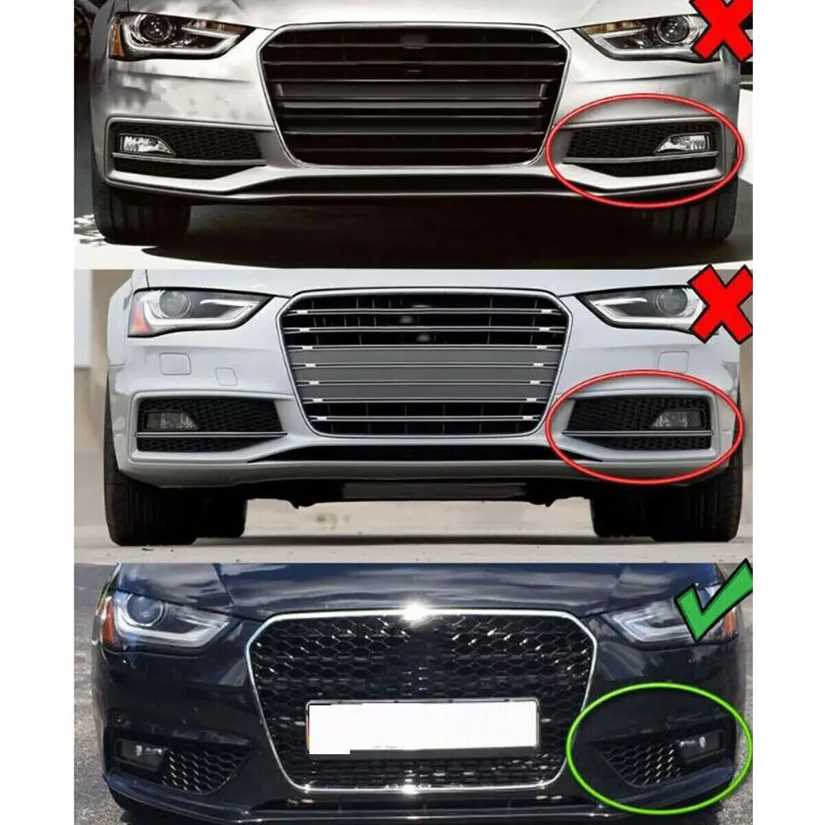 MAGICKIT For Audi A4 B8.5 2013-2016 STANDARD BUMPERS CAR Accessories Fog Light Grille Honeycomb Look Black ABS