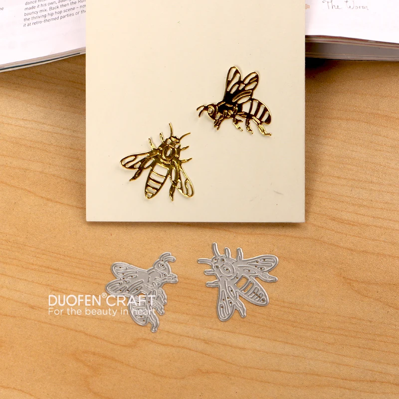 DUOFEN METAL CUTTING DIES 2pcs bees beehive stencil DIY Scrapbook Paper Album 2022 new