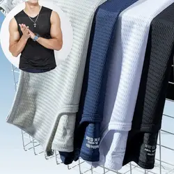 Summer Quick-Drying Sleeveless T-shirt Men Tops Ice Silk Mesh Men Tank Top Mesh Men Clothing Casual Bodybuilding Vest Cool Shirt