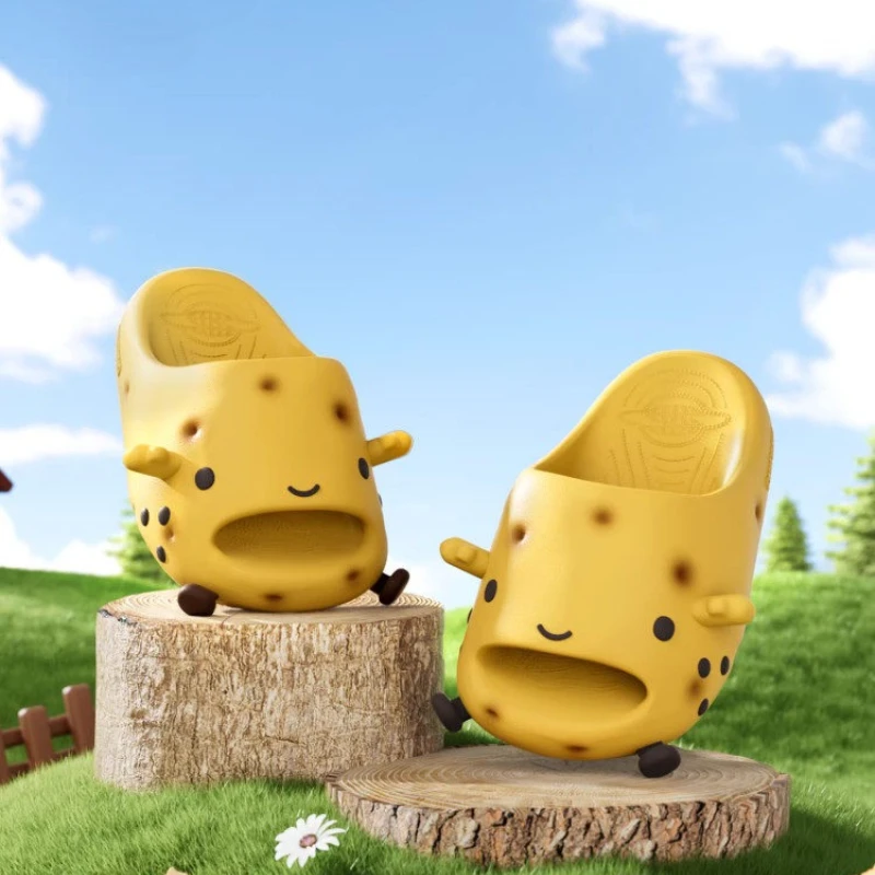 

Новые женские домашние тапочки в форме картофеля, с толстой подошвой, нескользящие, для ванной, из ЭВА, милые парные тапочки-картошки