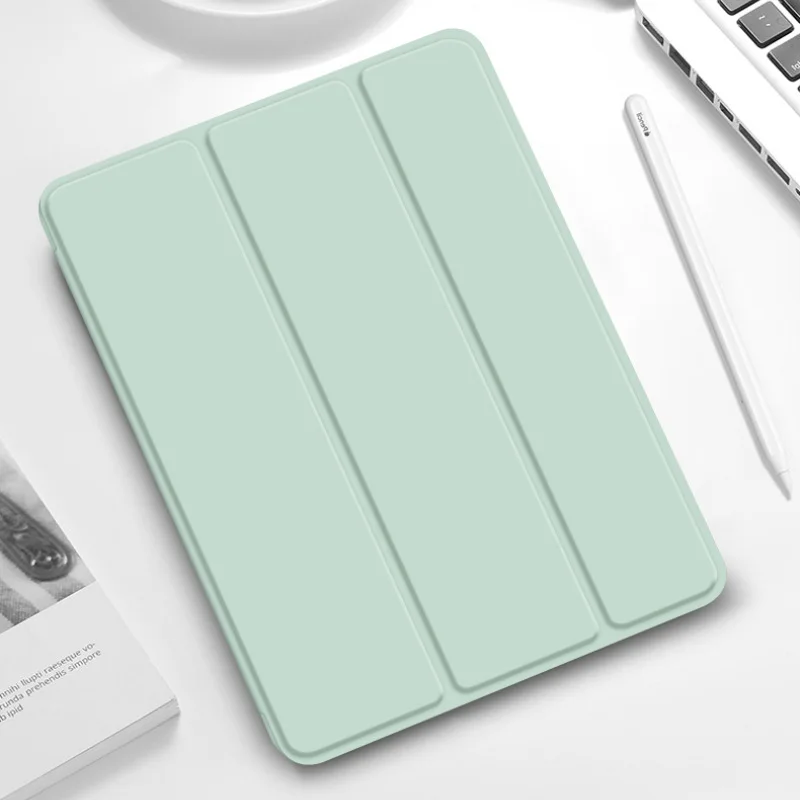 Чехол для iPad Air Pro MINI 3, 4, 5, 6, 7, 8, 9, 10-го поколения, 3-кратный кожаный чехол для планшета, жидкий силиконовый мягкий чехол-подставка 11 12,9 13