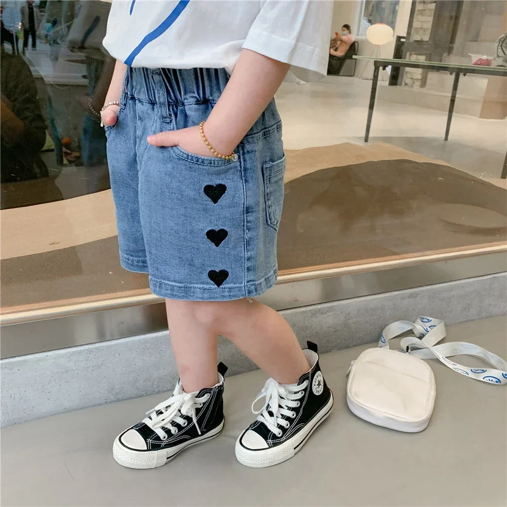 IENENS Girl\'s Jeans Shorts Kids Denim Short Pants Baby Casual Shorts Bottoms Fit 4-13 Years Child Summer Clothes Clothing