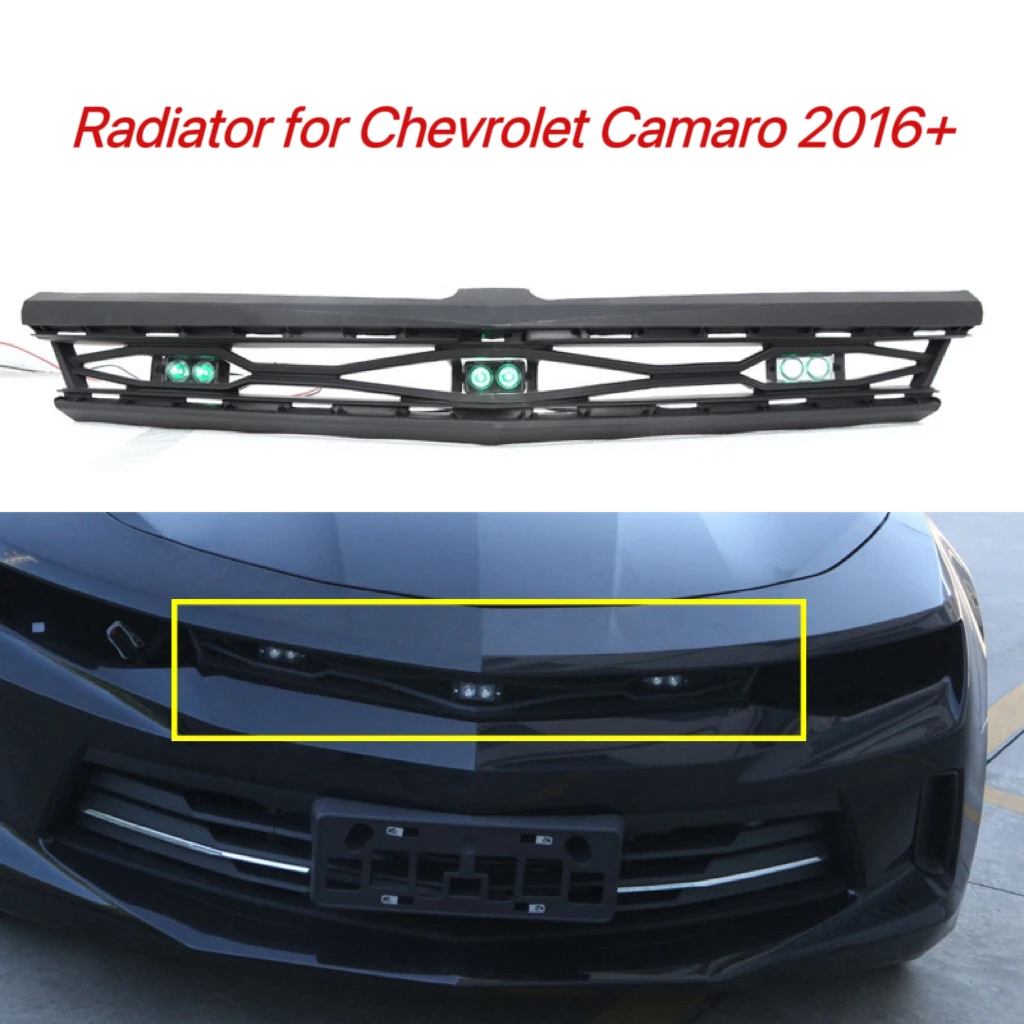 

New Style Bottom Grille with Lamp Top Mask Grid Radiator for Chevrolet Camaro Modified ZL1 Bumper Grill Auto Accessories 2016+