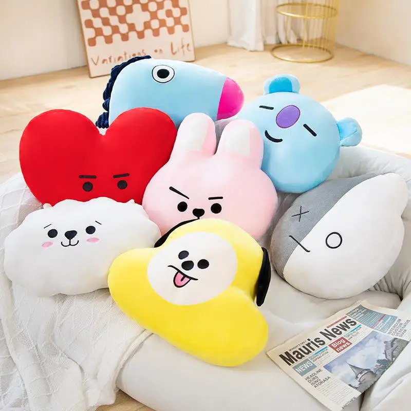 Anime Cartoon Bt21 Cooky Chimmy Tata Cushion Fashion New Plush Toy Bedroom Office Pillow Ornament Chair Cushion Gift for Friends