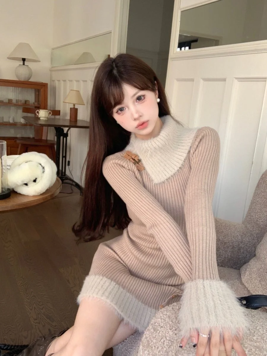 

Пуловер длиной до колена, свитера с открытыми плечами, джемперы, женская мода, клетчатый осенний свитер для танцев среднего возраста, мягкий декорированный свитер в стиле Харадзюку