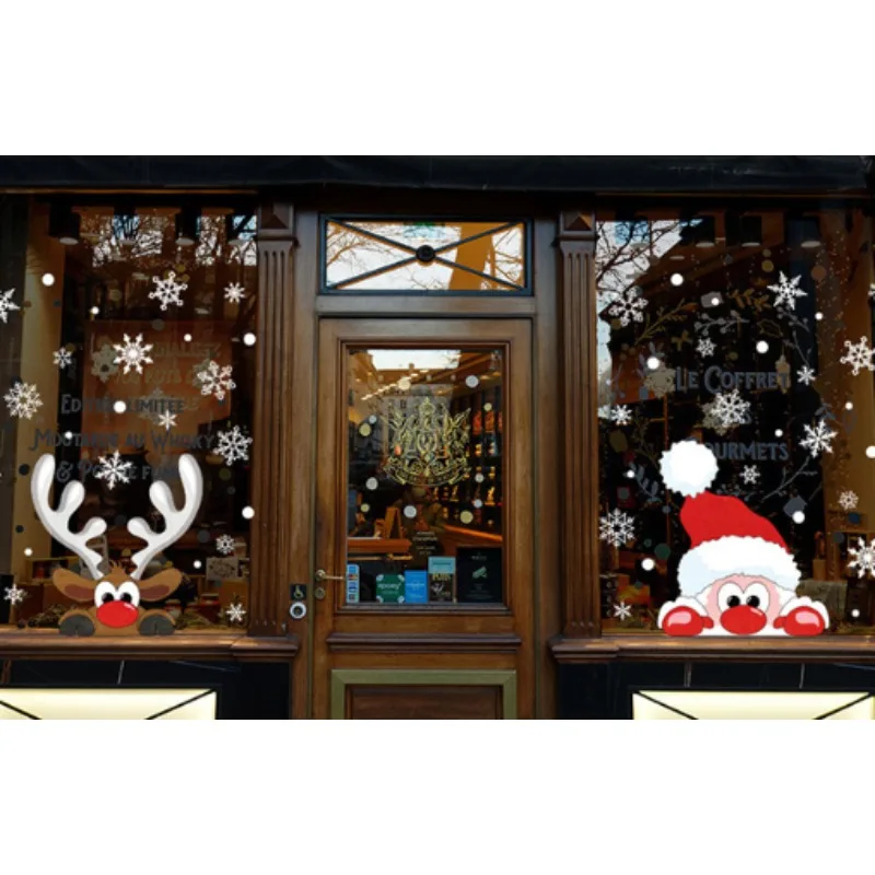 Set of 2 / 54pcs Christmas Snowflake Window Cling Static Stickers, Christmas Stickers Featuring Snowflakes, Santa Claus