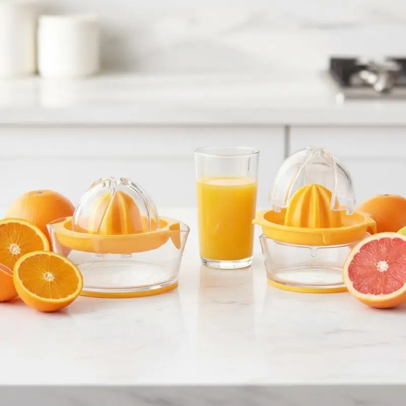 Manual Plastic Citrus Juicer With Built In Measuring Cup For Home Squeezing Fresh Orange Lemon Juice