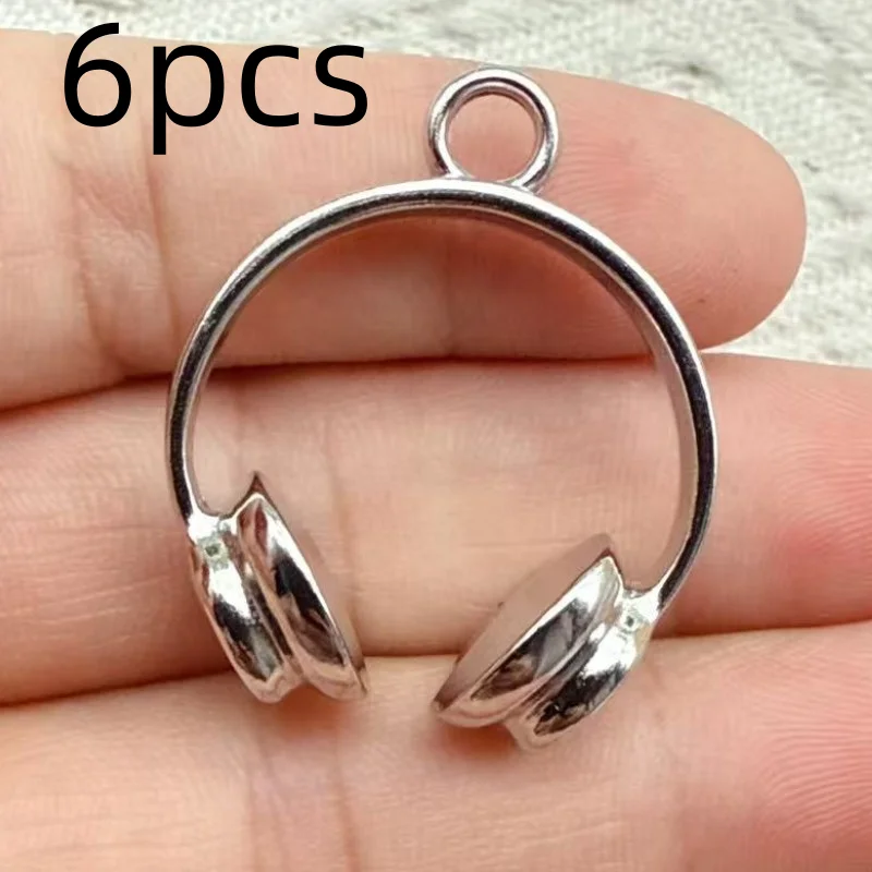 6pcs Alloy creative headphone pendant diy Over-ear headphones accessories Craft Jewelry making for Necklace earrings keychain