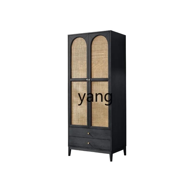 

CX solid wood rattan wardrobe small apartment bedroom home locker